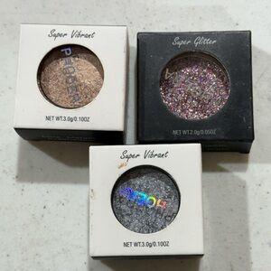 Vibrant Super Glitter Eyeshadow Set - Brown, Pink, Silver